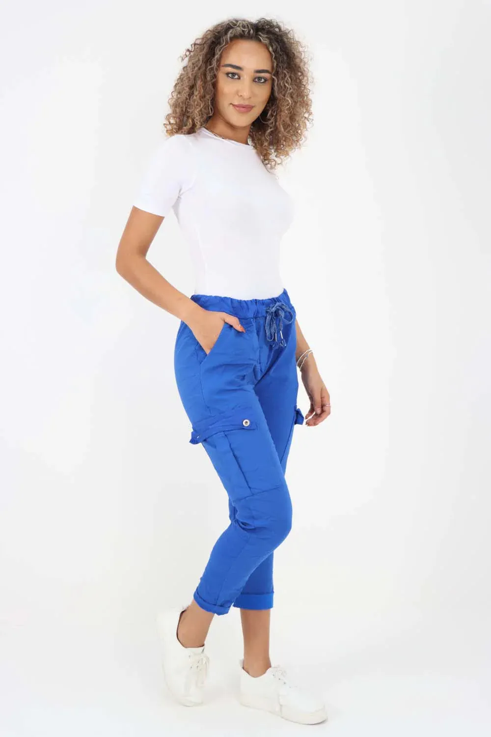 Plus Size Italian Drawstring Waistband Magic Cargo Trouser
