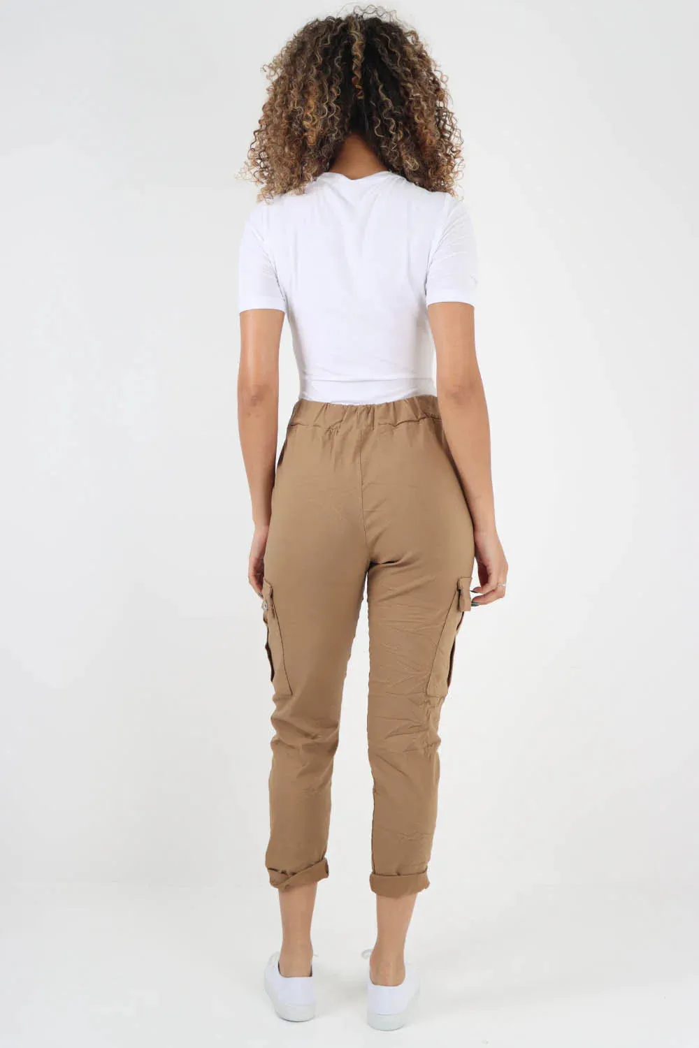 Plus Size Italian Drawstring Waistband Magic Cargo Trouser