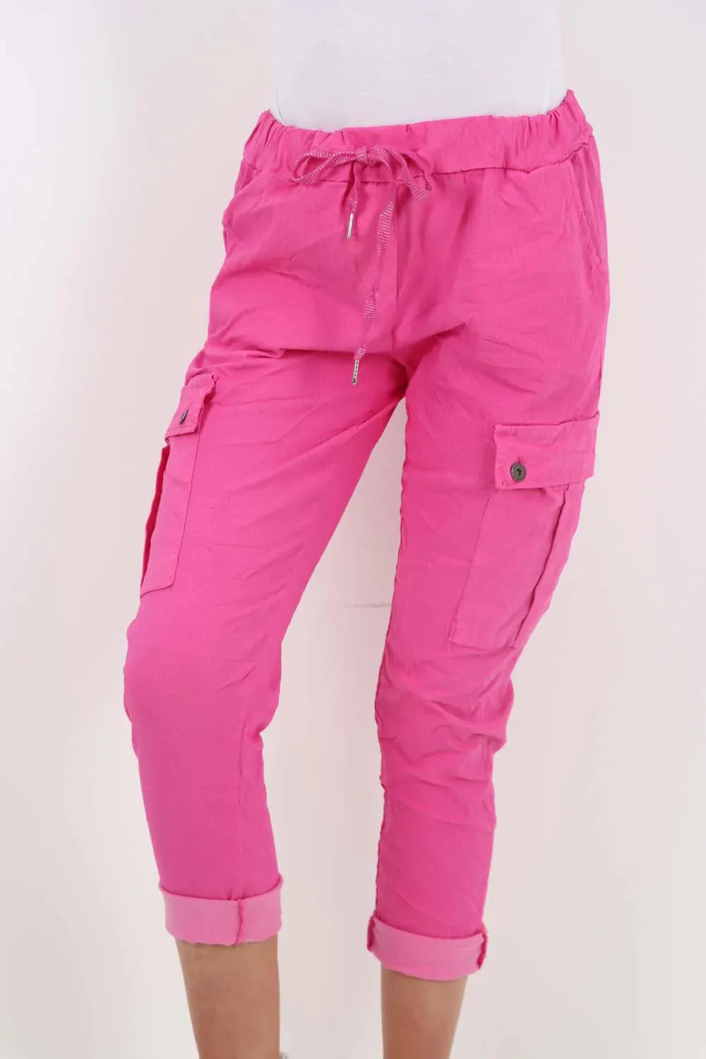 Plus Size Italian Drawstring Waistband Magic Cargo Trouser