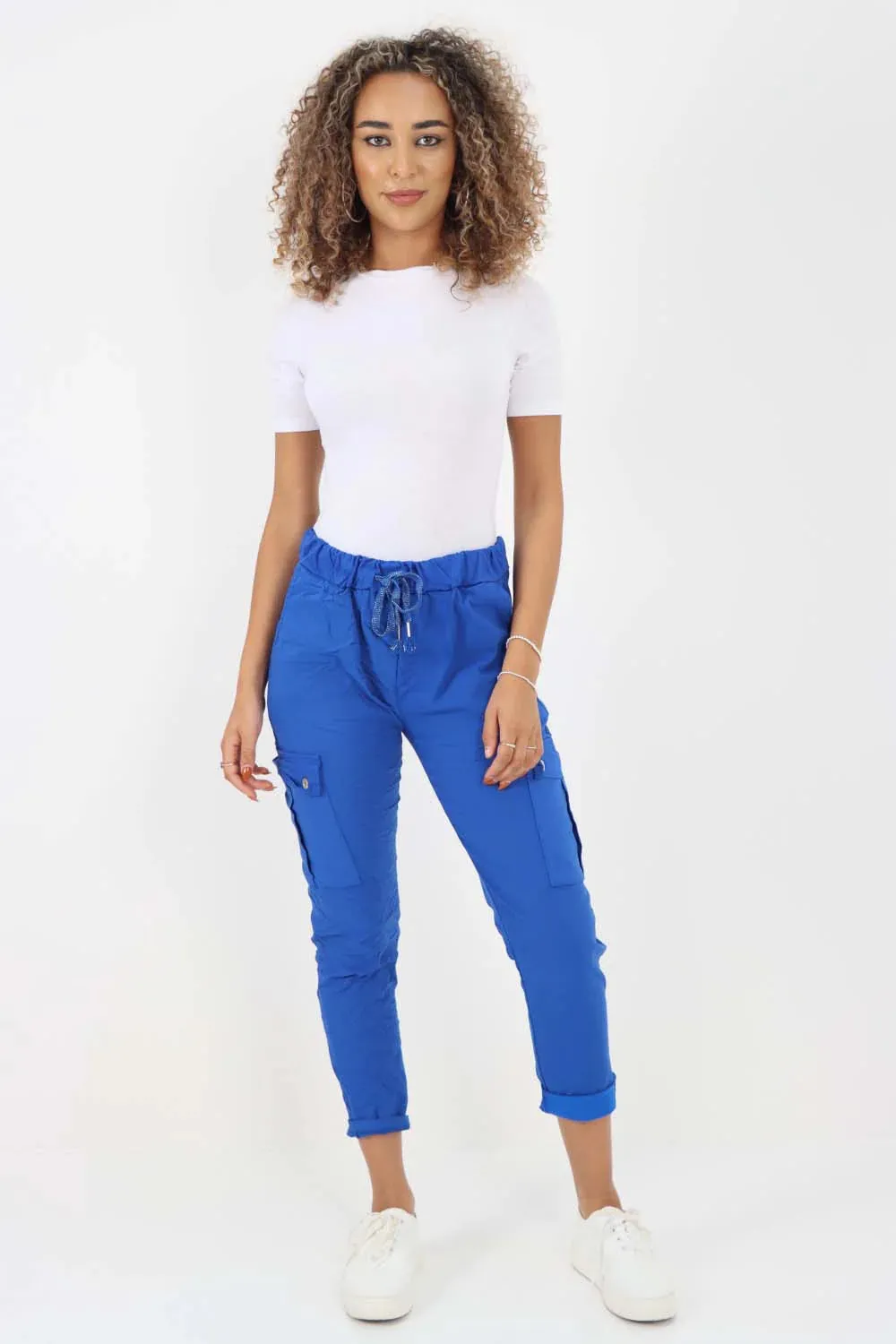 Plus Size Italian Drawstring Waistband Magic Cargo Trouser