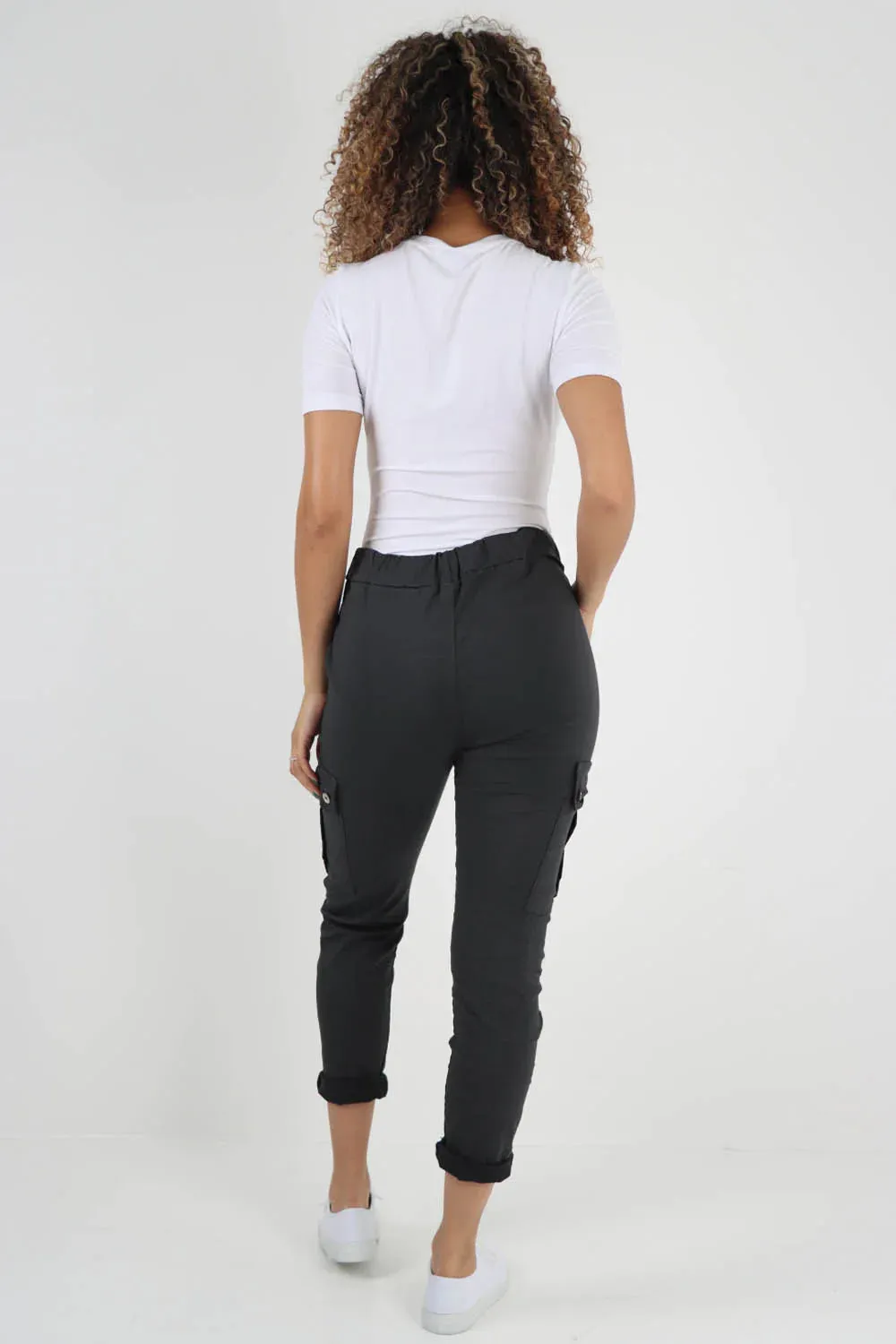 Plus Size Italian Drawstring Waistband Magic Cargo Trouser