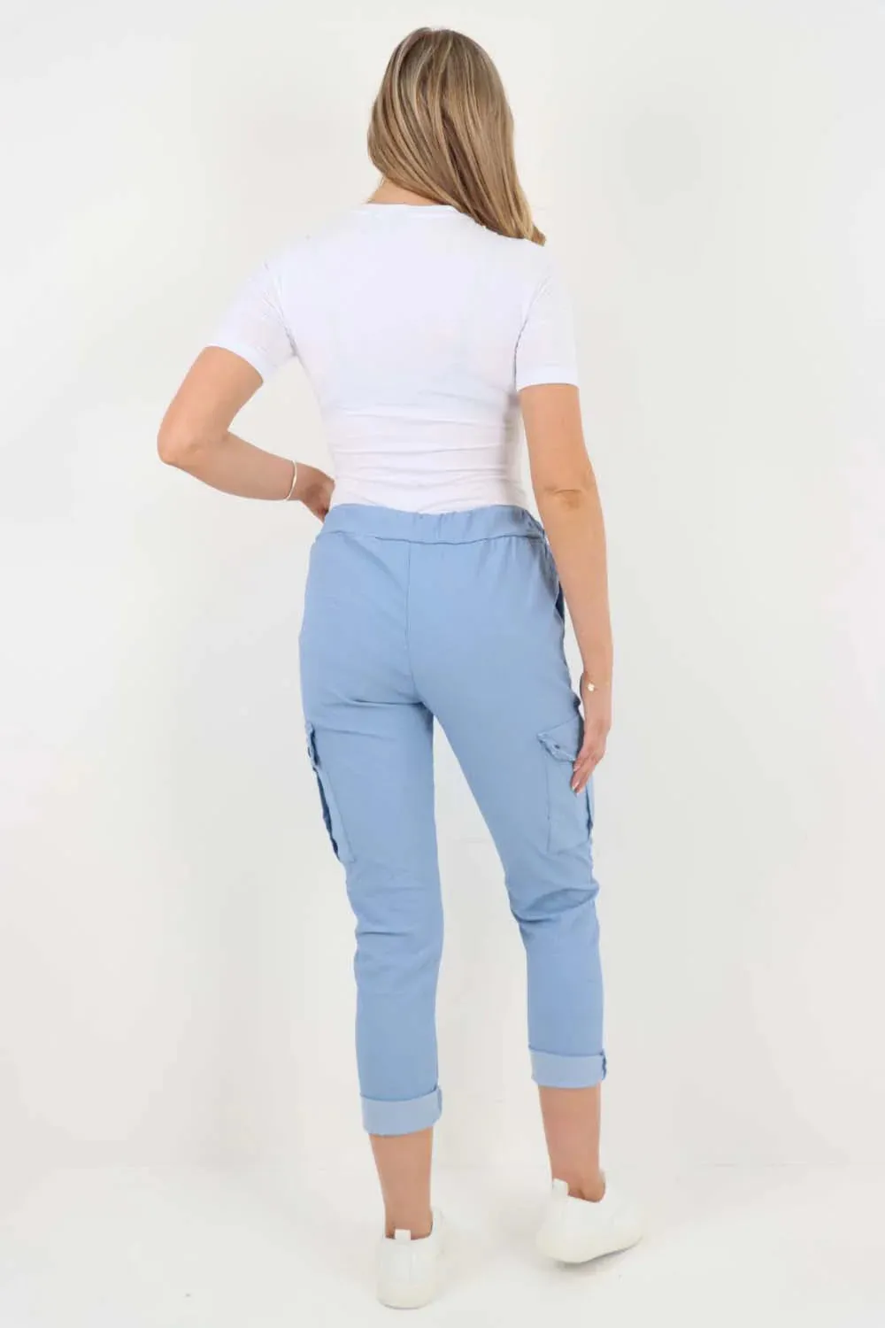 Plus Size Italian Drawstring Waistband Magic Cargo Trouser