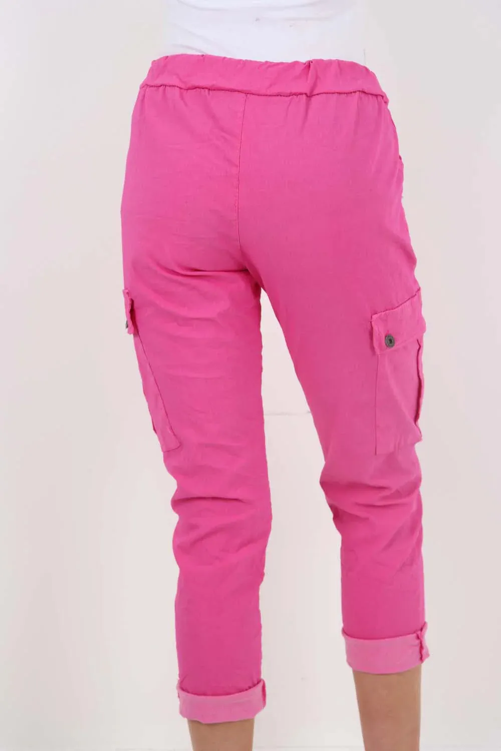 Plus Size Italian Drawstring Waistband Magic Cargo Trouser