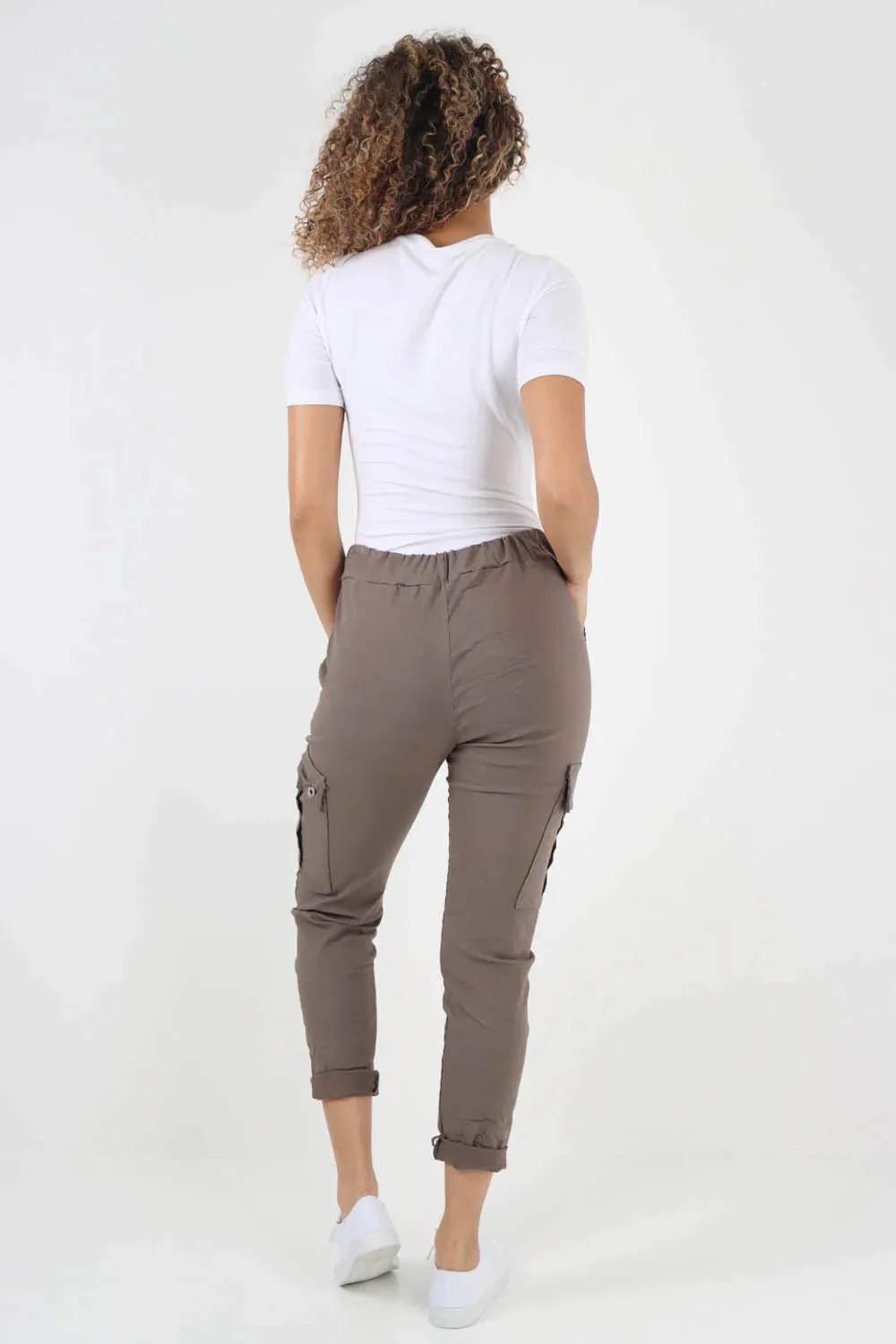 Plus Size Italian Drawstring Waistband Magic Cargo Trouser