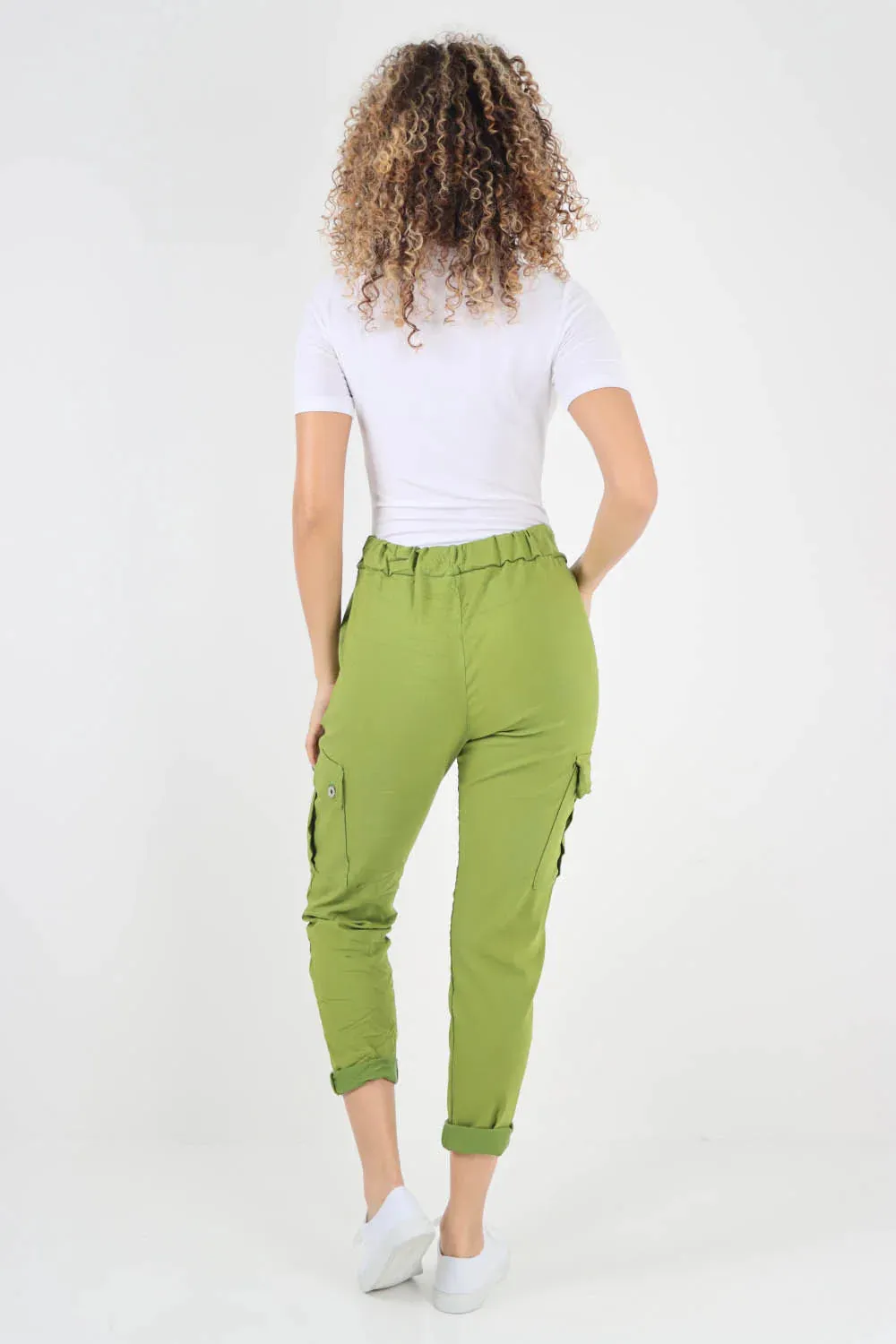 Plus Size Italian Drawstring Waistband Magic Cargo Trouser