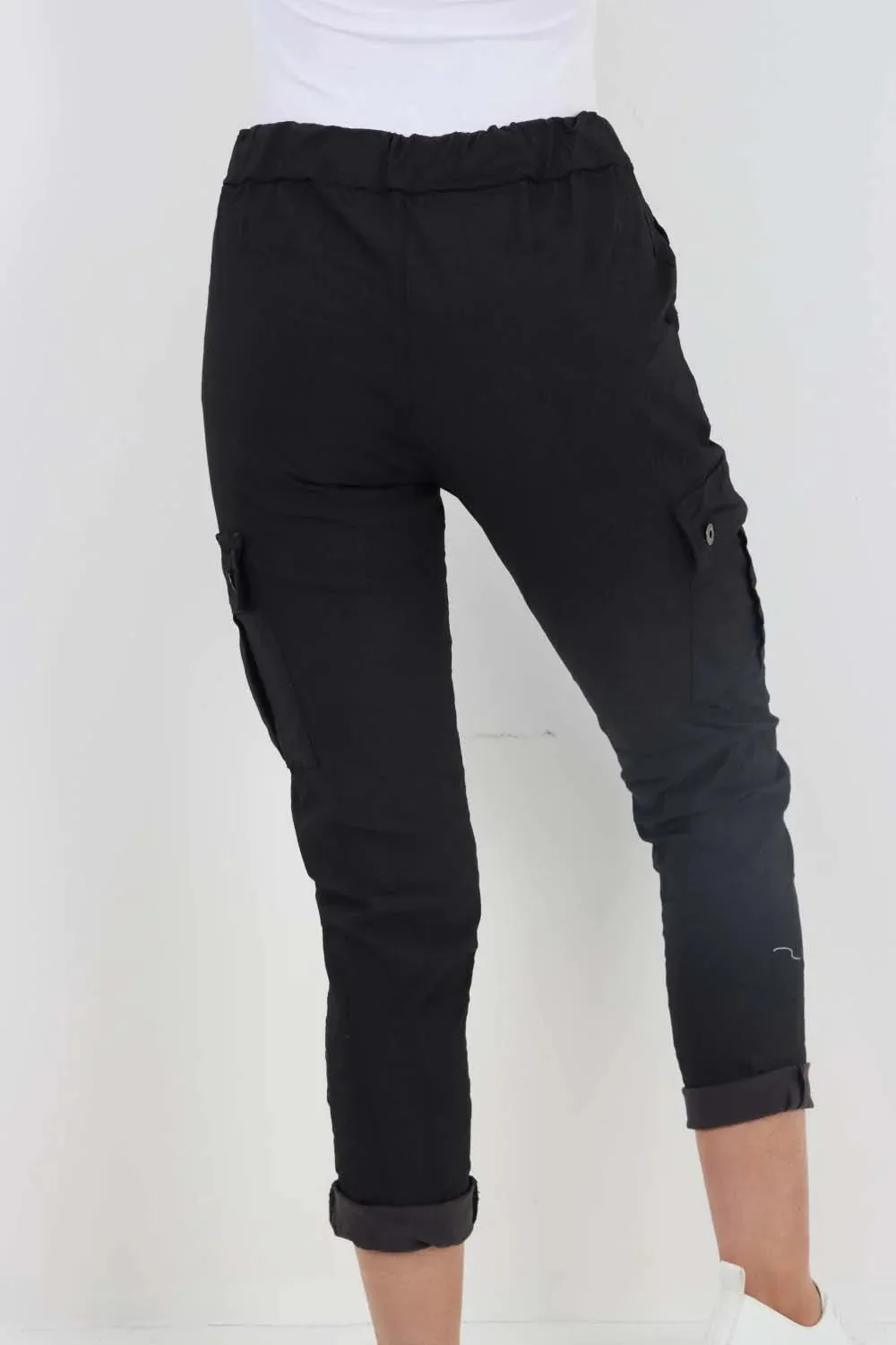 Plus Size Italian Drawstring Waistband Magic Cargo Trouser