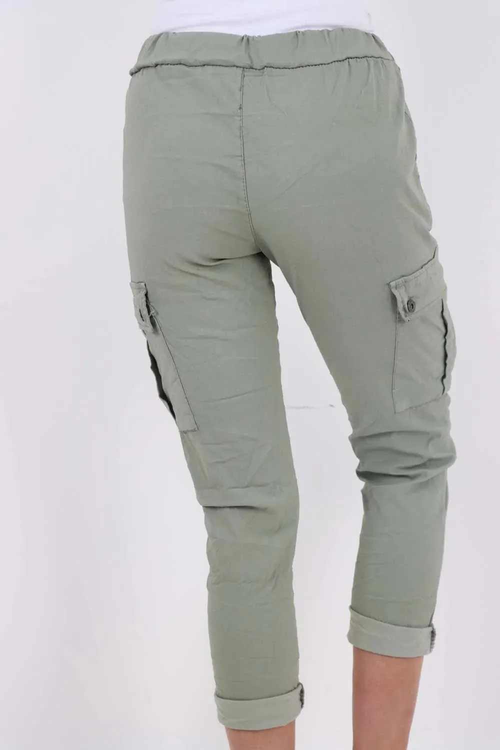 Plus Size Italian Drawstring Waistband Magic Cargo Trouser