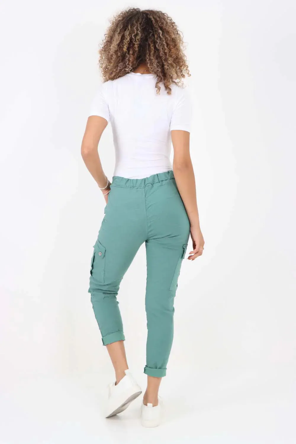 Plus Size Italian Drawstring Waistband Magic Cargo Trouser
