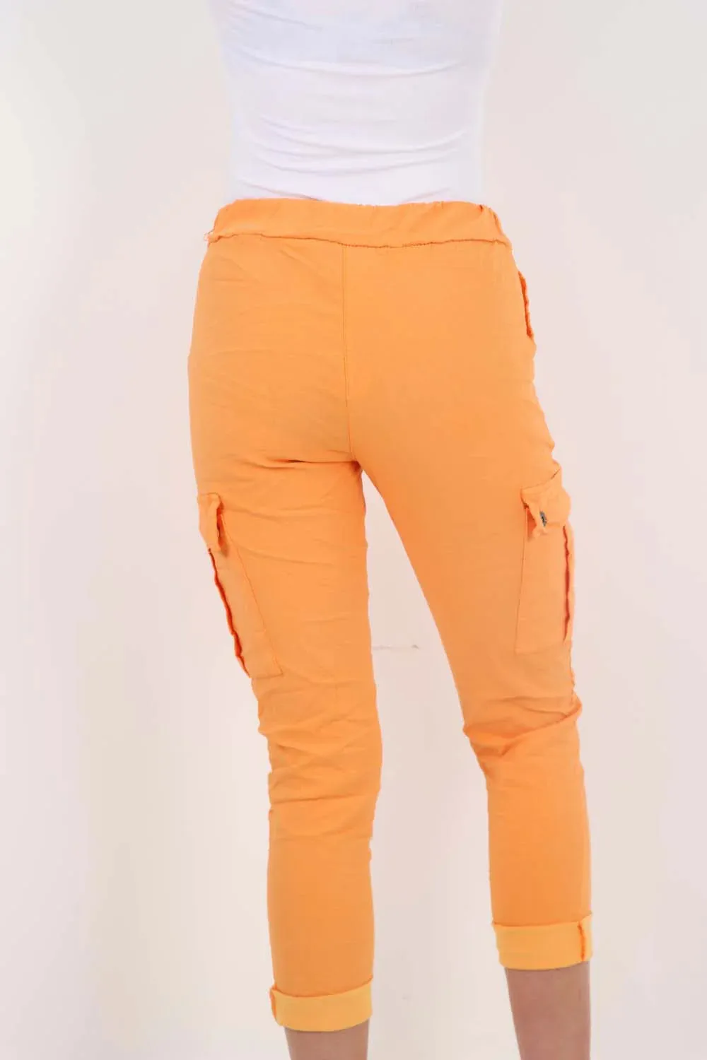 Plus Size Italian Drawstring Waistband Magic Cargo Trouser