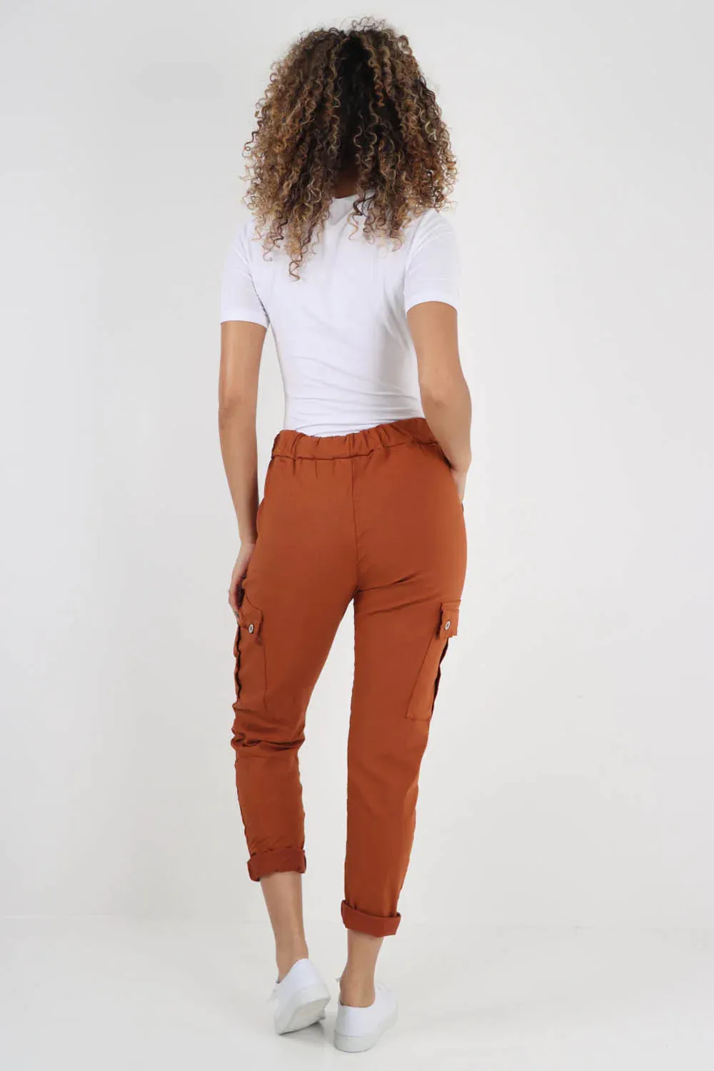 Plus Size Italian Drawstring Waistband Magic Cargo Trouser