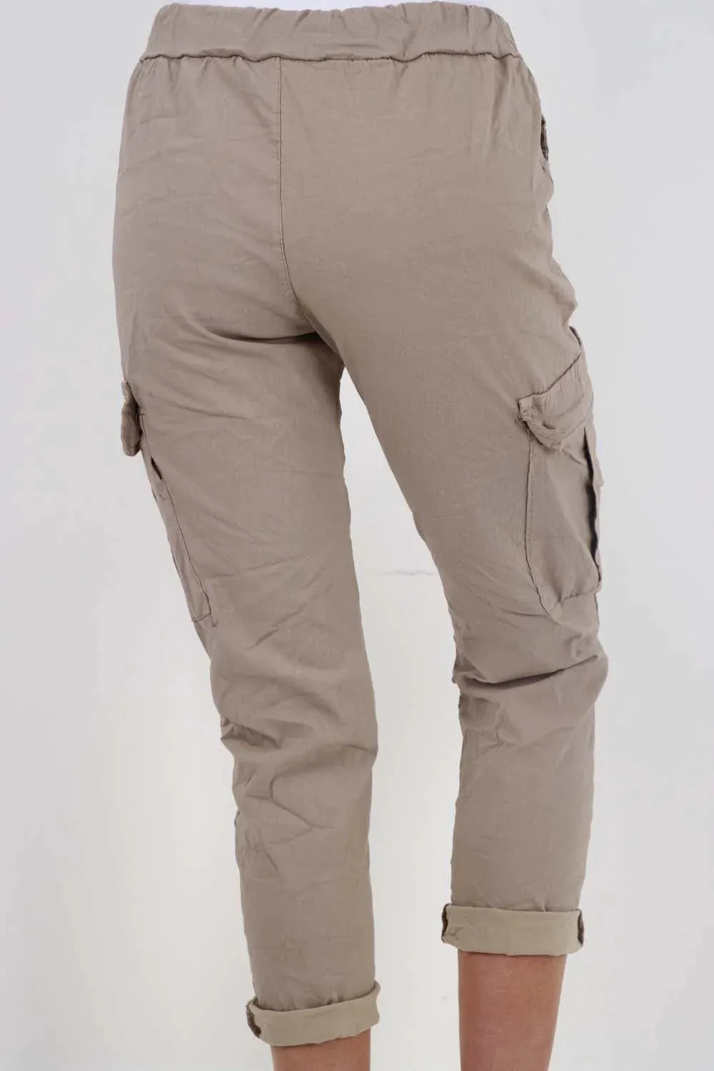 Plus Size Italian Drawstring Waistband Magic Cargo Trouser
