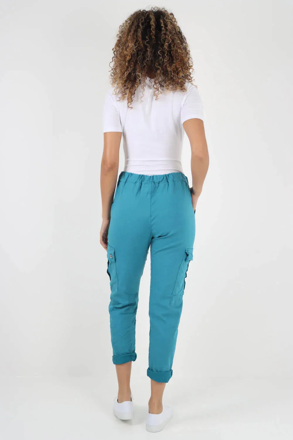 Plus Size Italian Drawstring Waistband Magic Cargo Trouser
