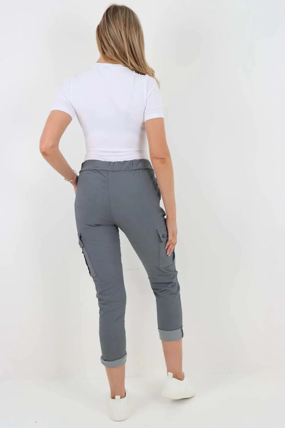 Plus Size Italian Drawstring Waistband Magic Cargo Trouser