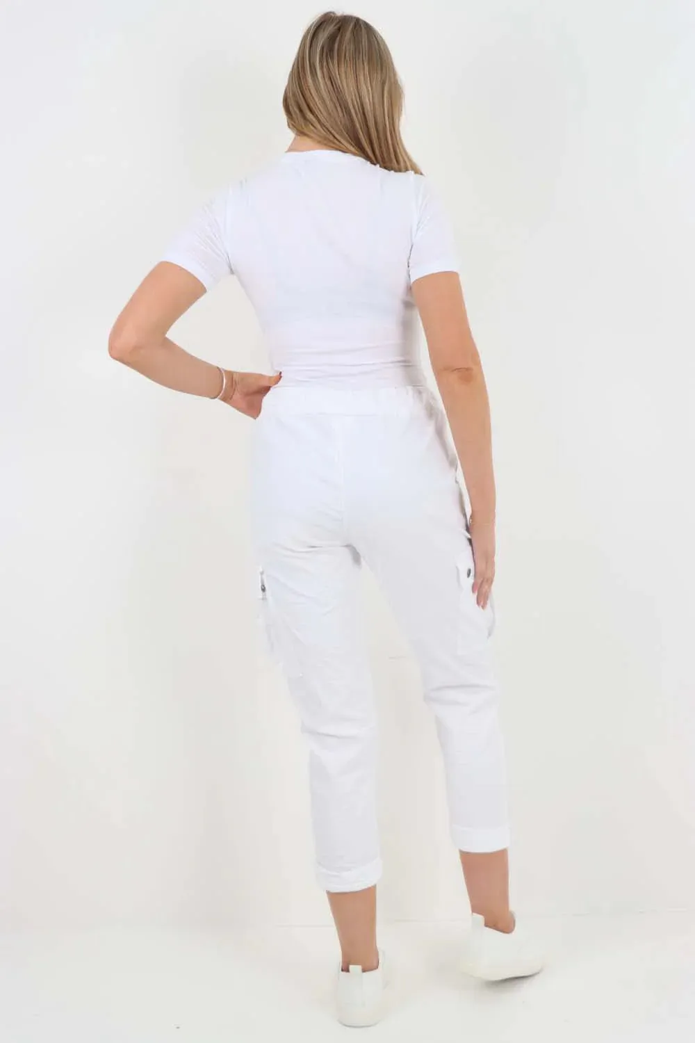 Plus Size Italian Drawstring Waistband Magic Cargo Trouser
