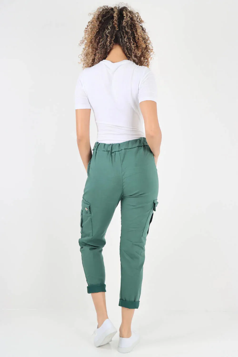 Plus Size Italian Drawstring Waistband Magic Cargo Trouser