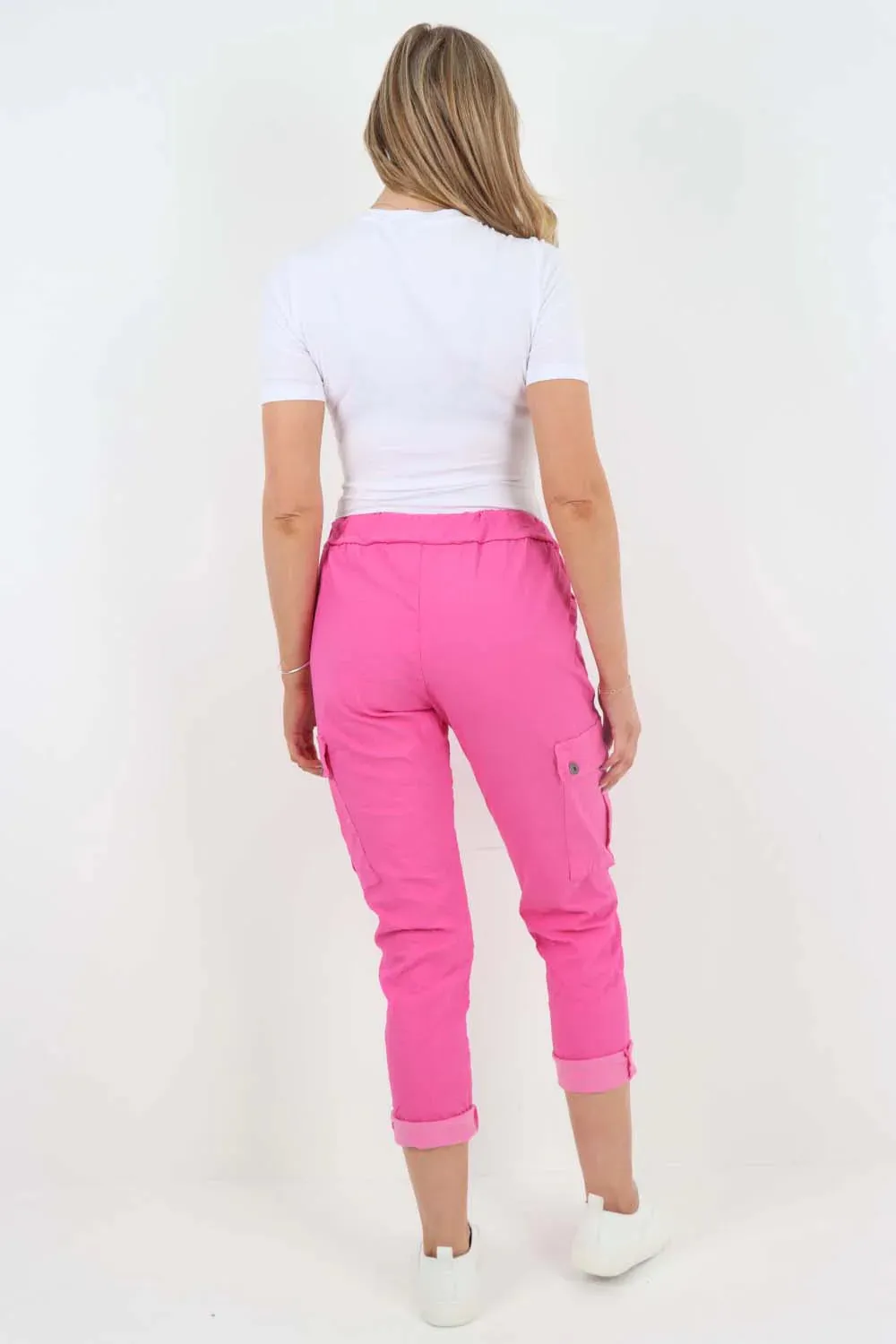 Plus Size Italian Drawstring Waistband Magic Cargo Trouser