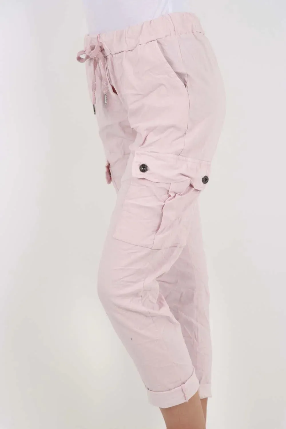 Plus Size Italian Drawstring Waistband Magic Cargo Trouser