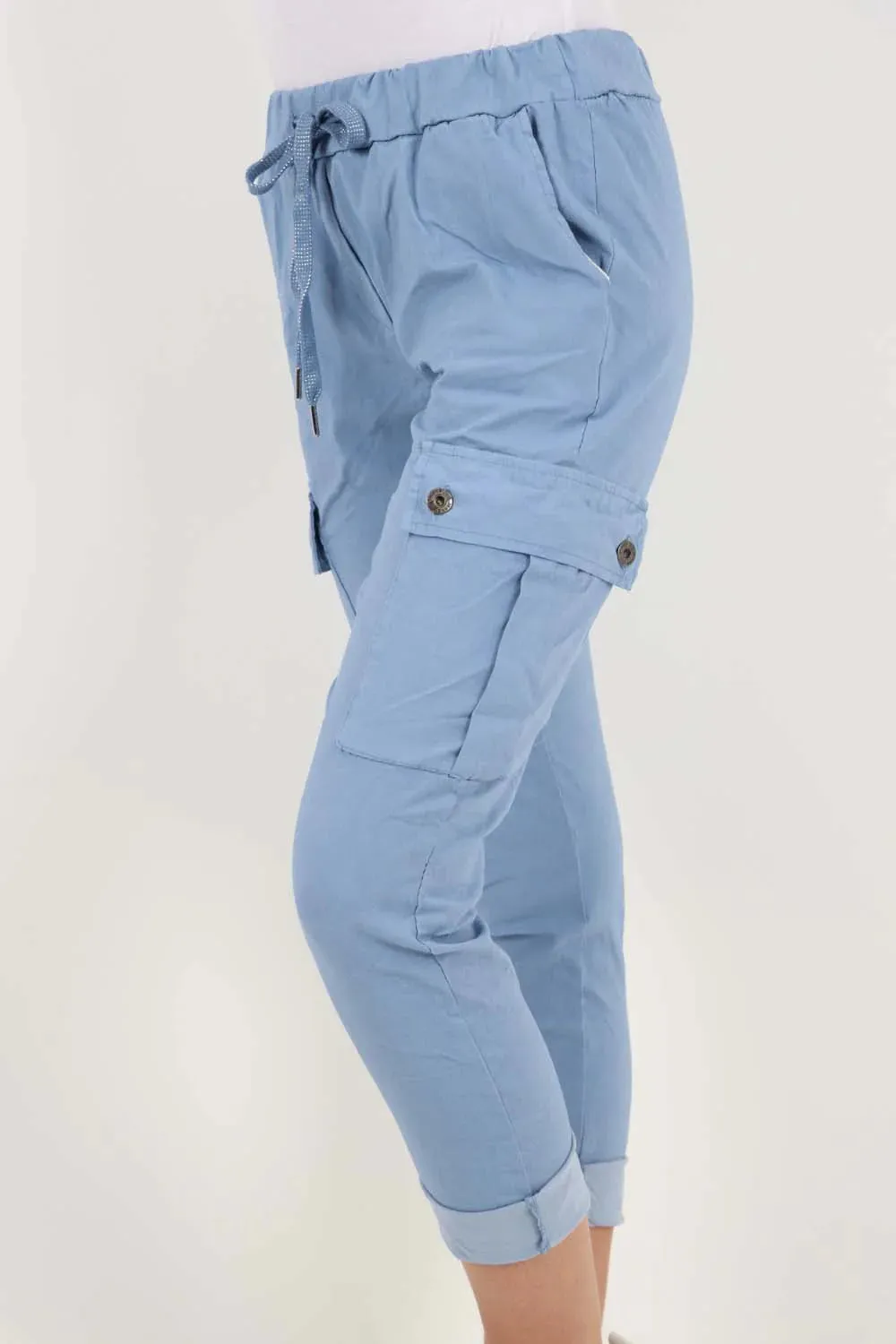Plus Size Italian Drawstring Waistband Magic Cargo Trouser