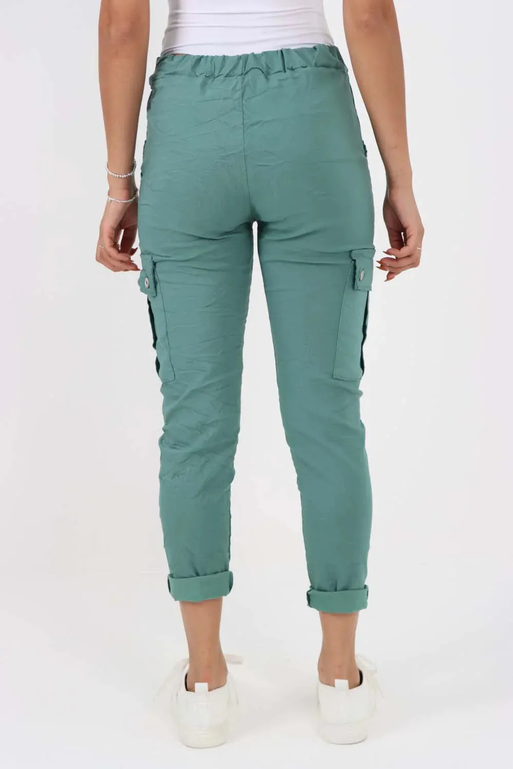 Plus Size Italian Drawstring Waistband Magic Cargo Trouser
