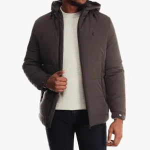 Polo Mens Hooded Puffer Jacket Charcoal