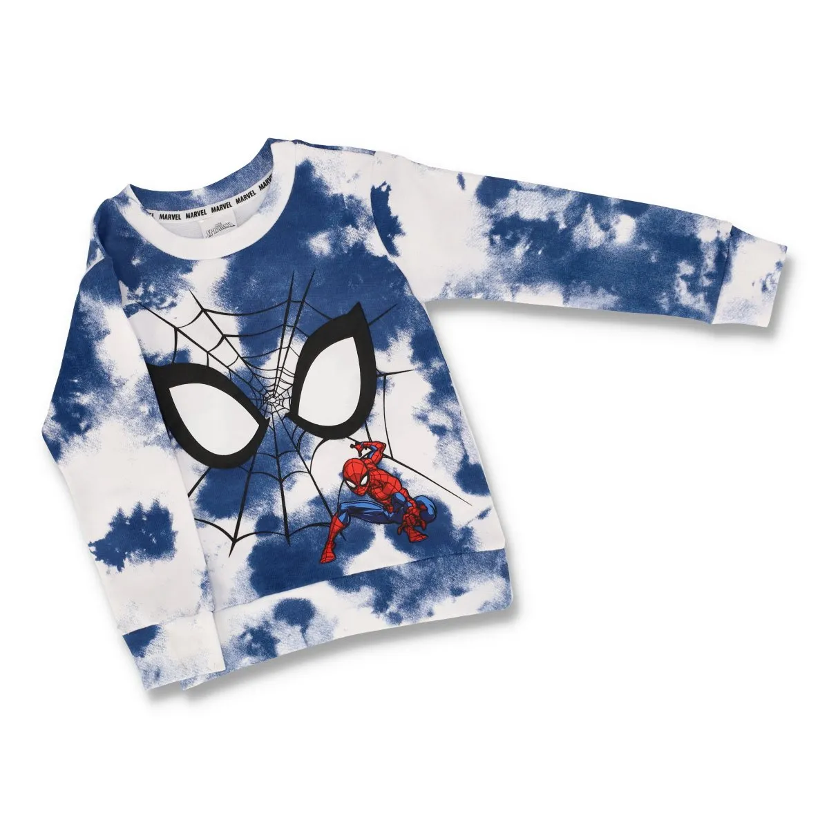 Pre-Boys Unbrushed Tie Dye Crew Top - Blue