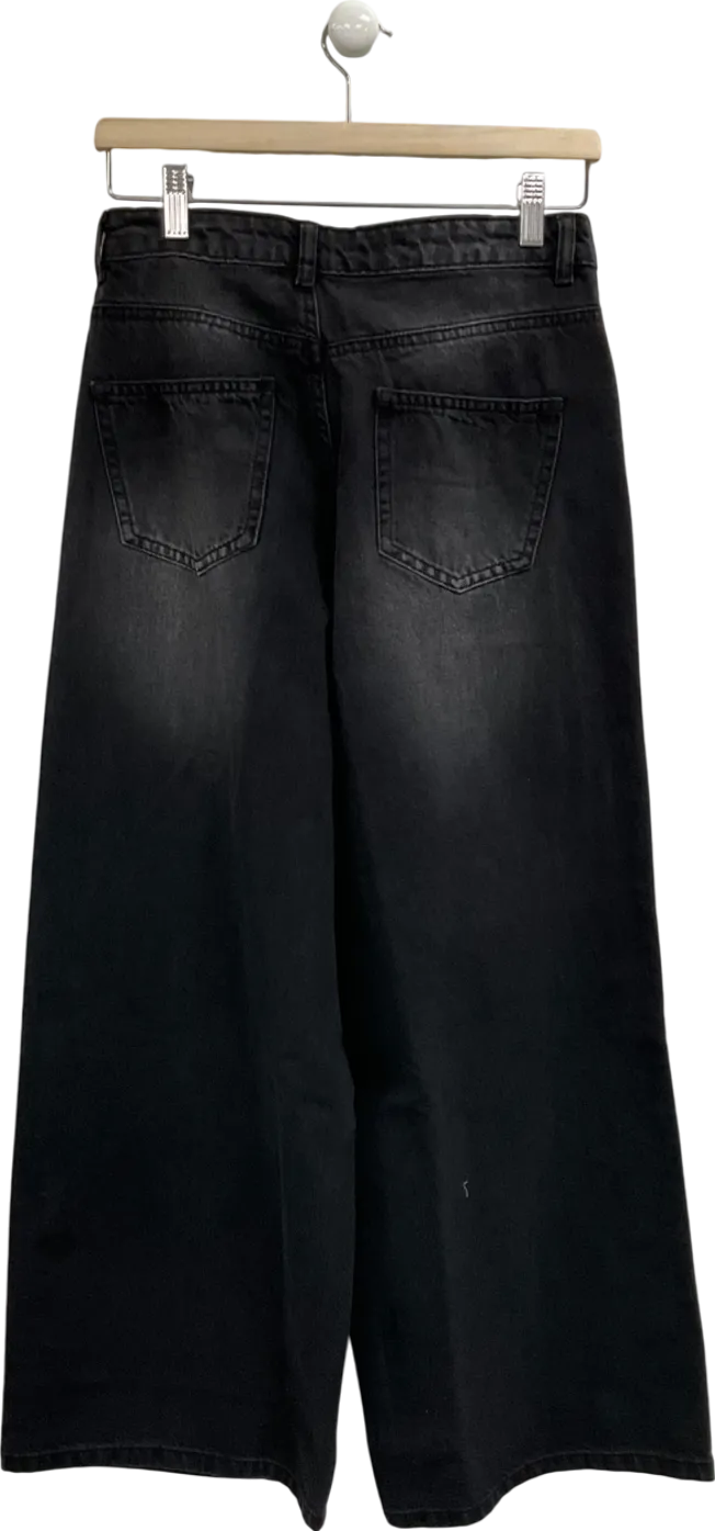 PrettyLittleThing Black Extreme Wide Leg Jeans UK 8