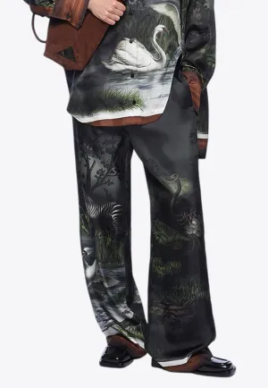 Printed Wide-Leg Pants