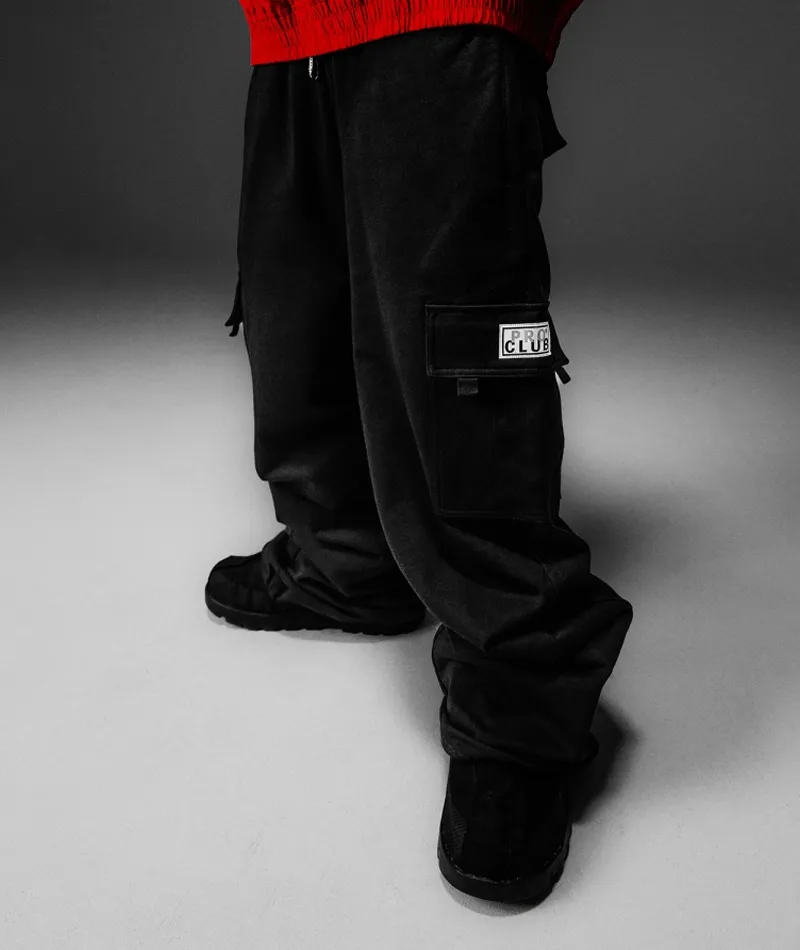Pro Club Heavyweight Fleece Cargo Pants - BLACK