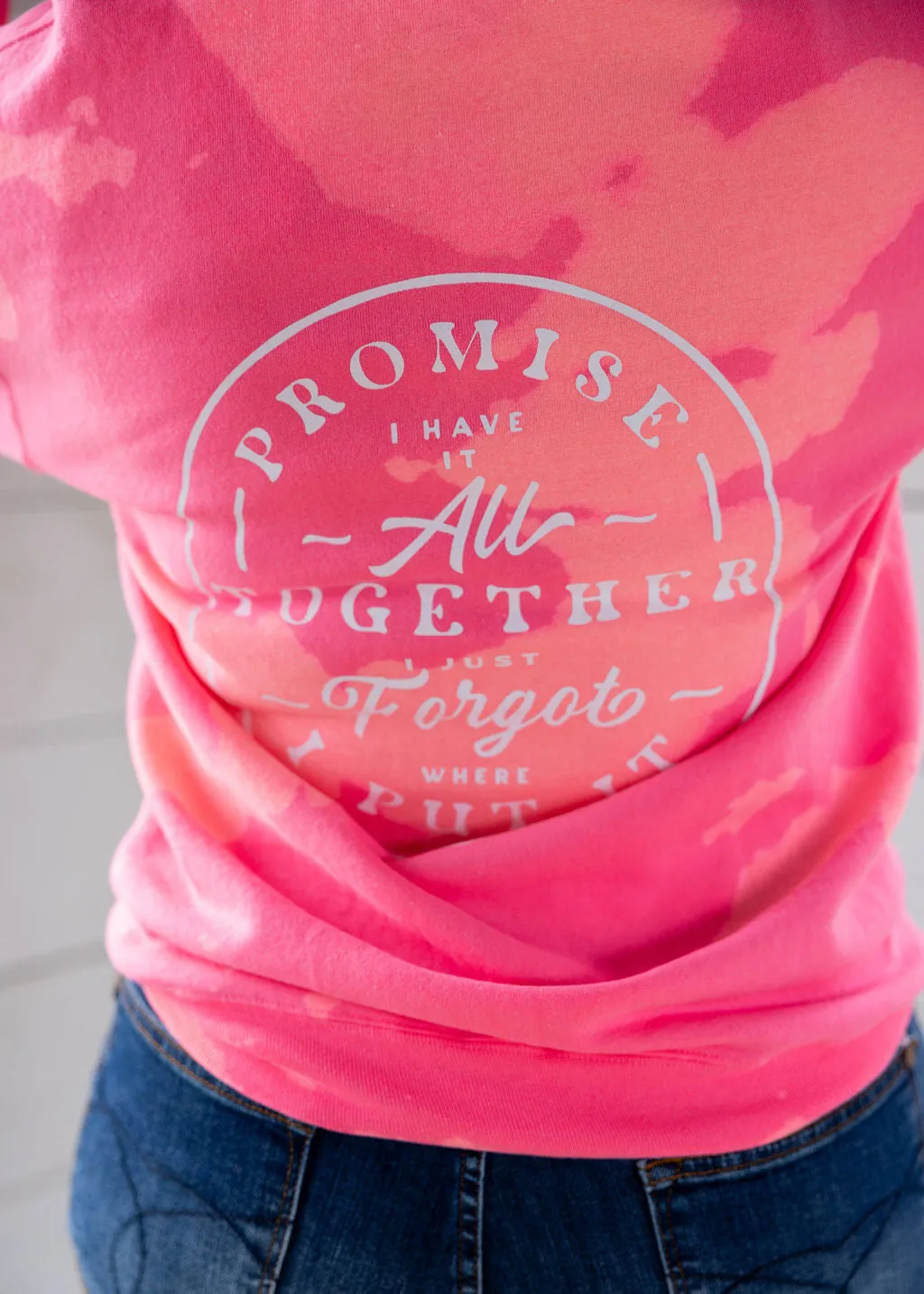 Promise I Have It Together Bleached Pink Zip-Up Hoodie