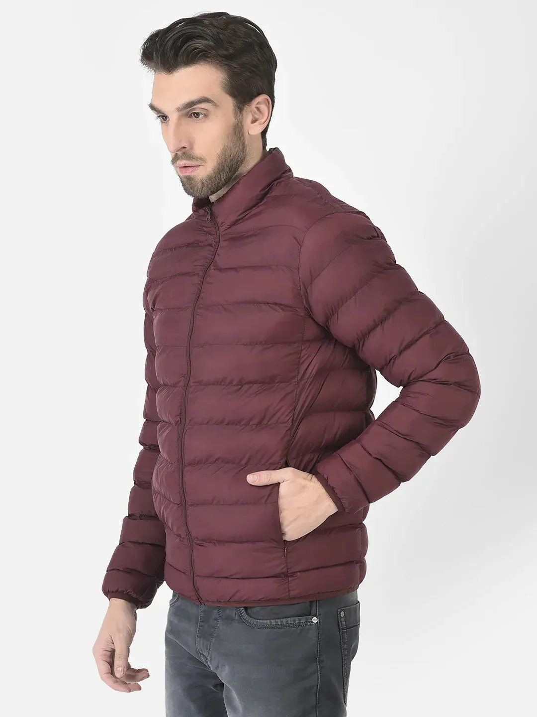 Puffer Jacket in Wine Color