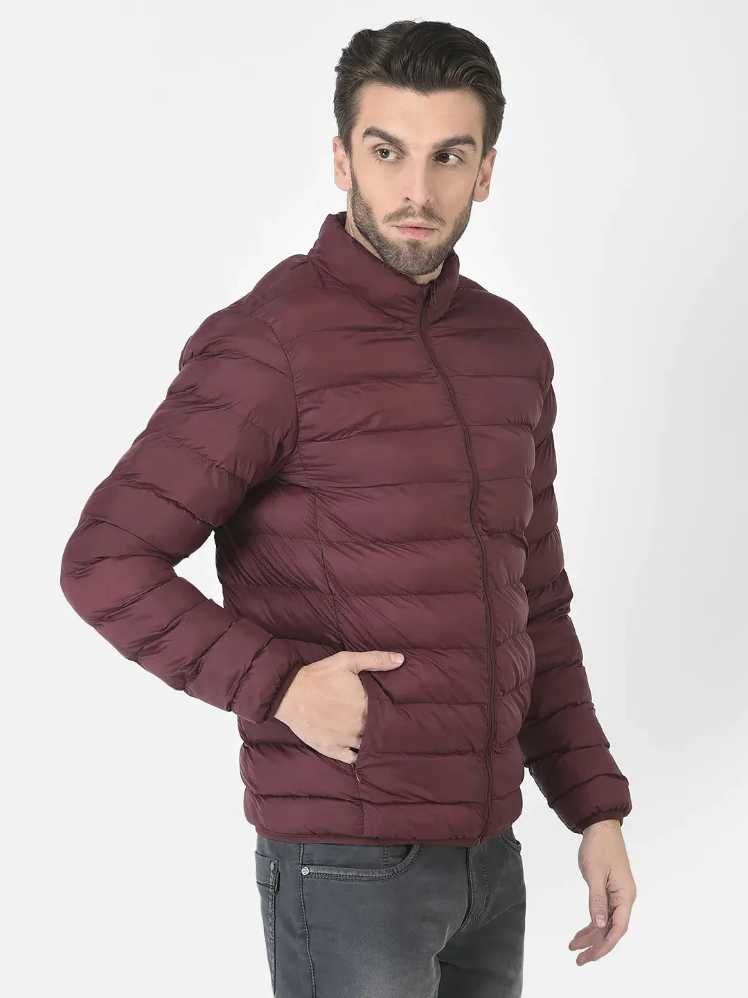 Puffer Jacket in Wine Color