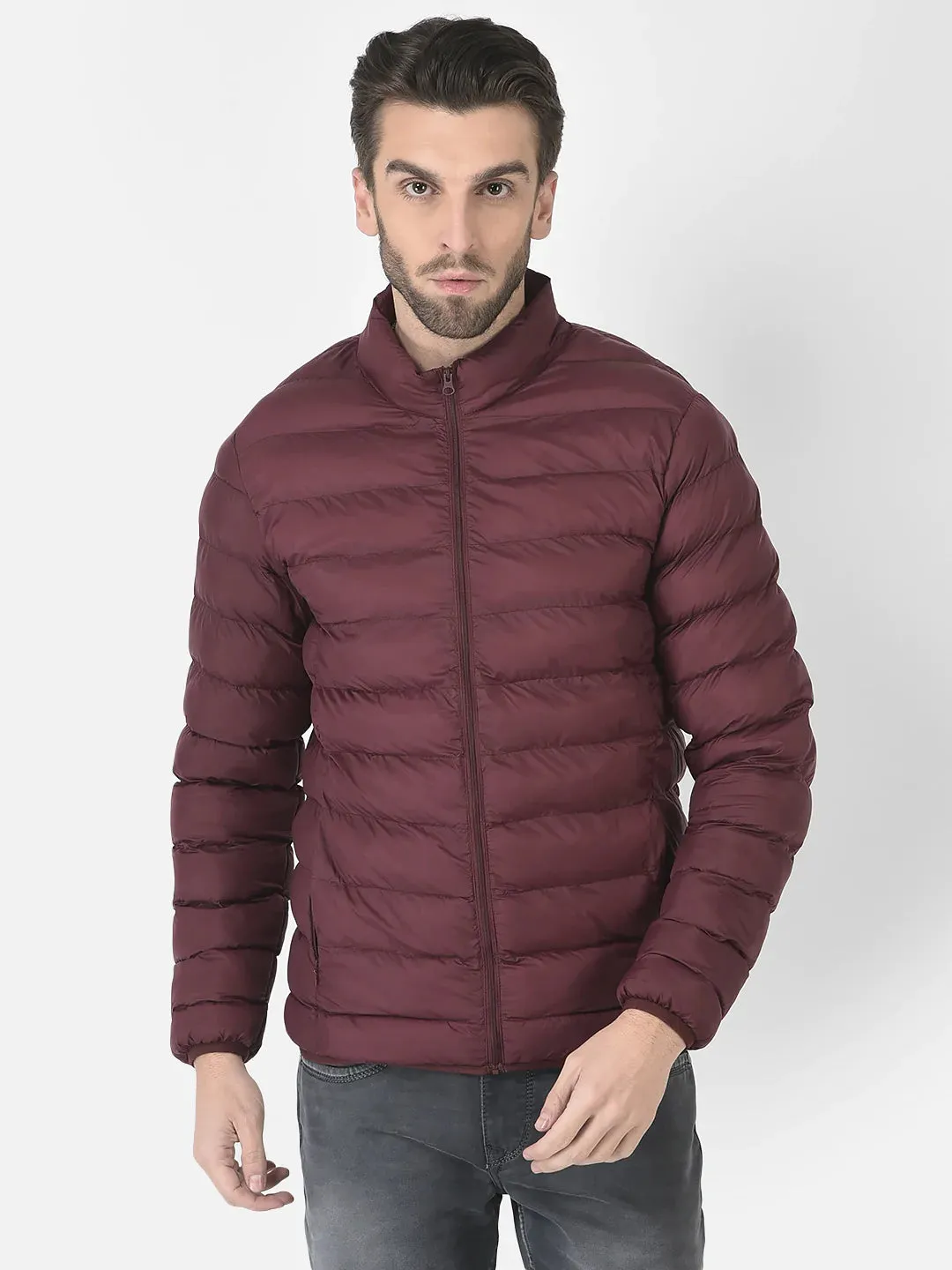 Puffer Jacket in Wine Color