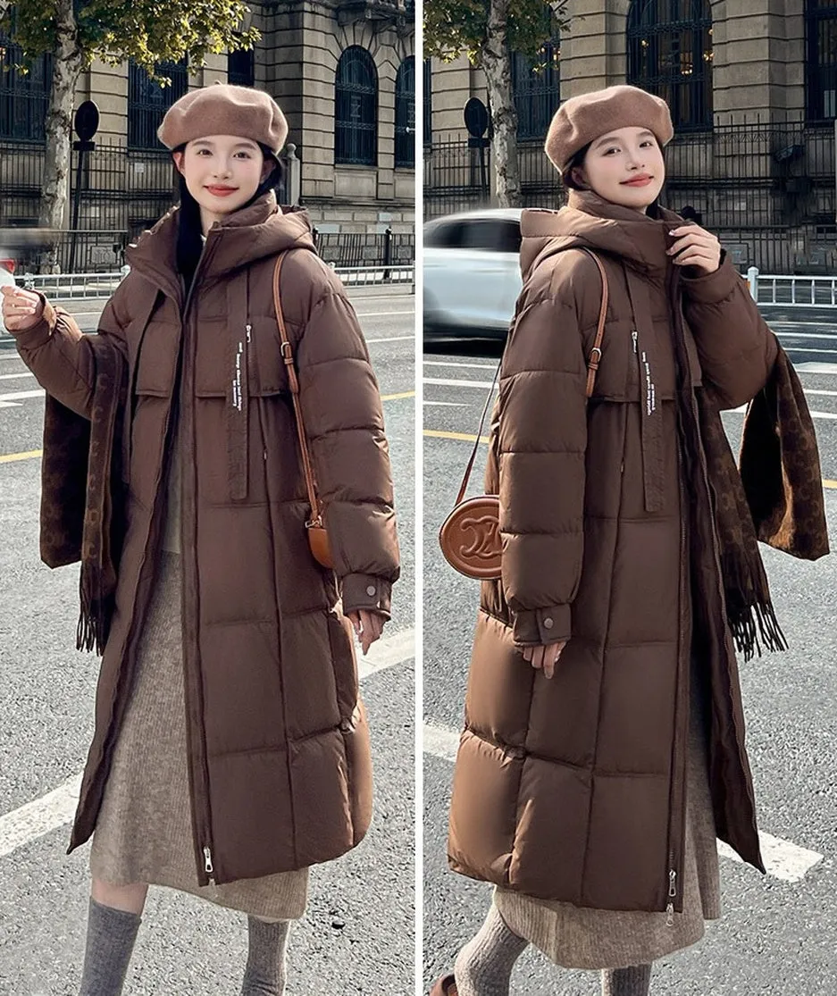 Quilted Water-resistant Calf-length Puffer Jacket Ideal for Winter