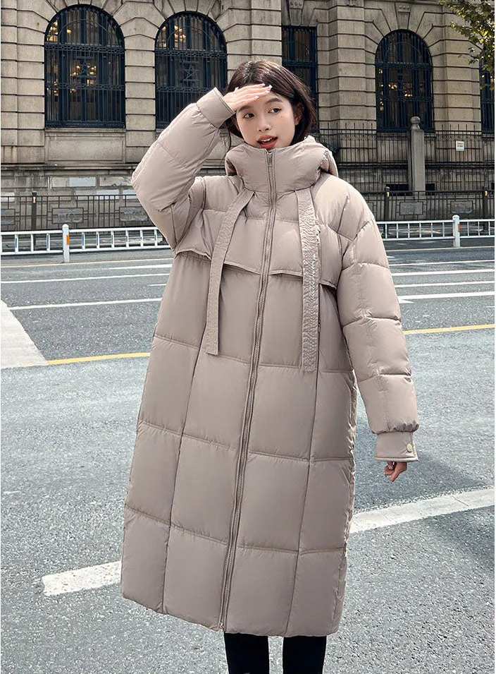 Quilted Water-resistant Calf-length Puffer Jacket Ideal for Winter