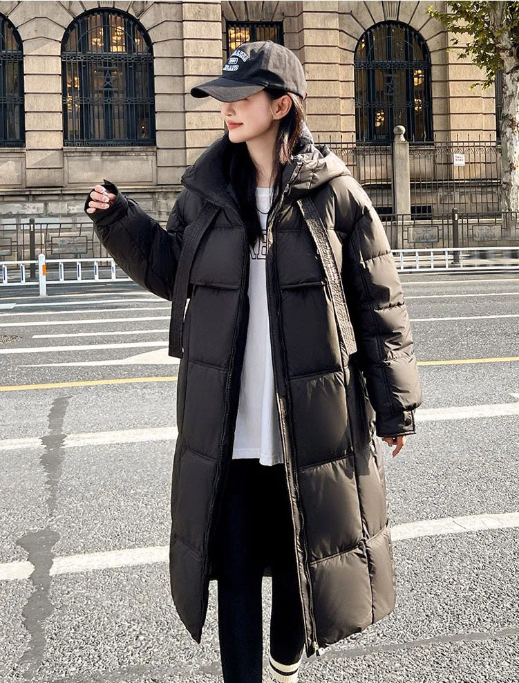 Quilted Water-resistant Calf-length Puffer Jacket Ideal for Winter
