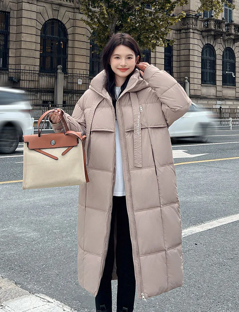 Quilted Water-resistant Calf-length Puffer Jacket Ideal for Winter