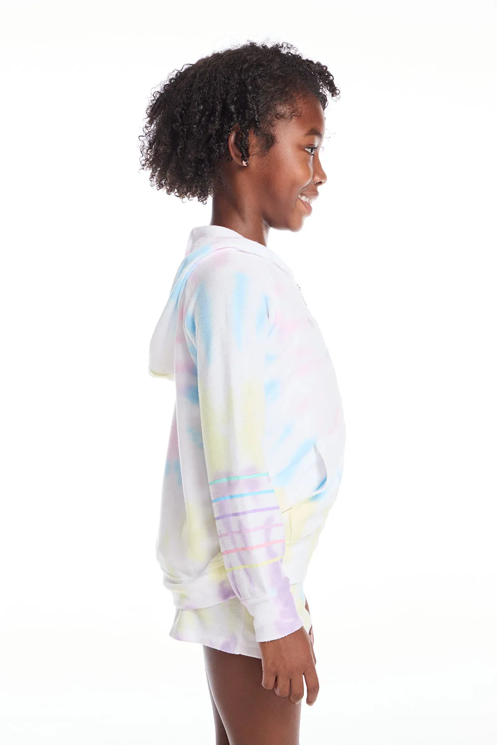 Rainbow Stripe Girls Zip Up Hoodie