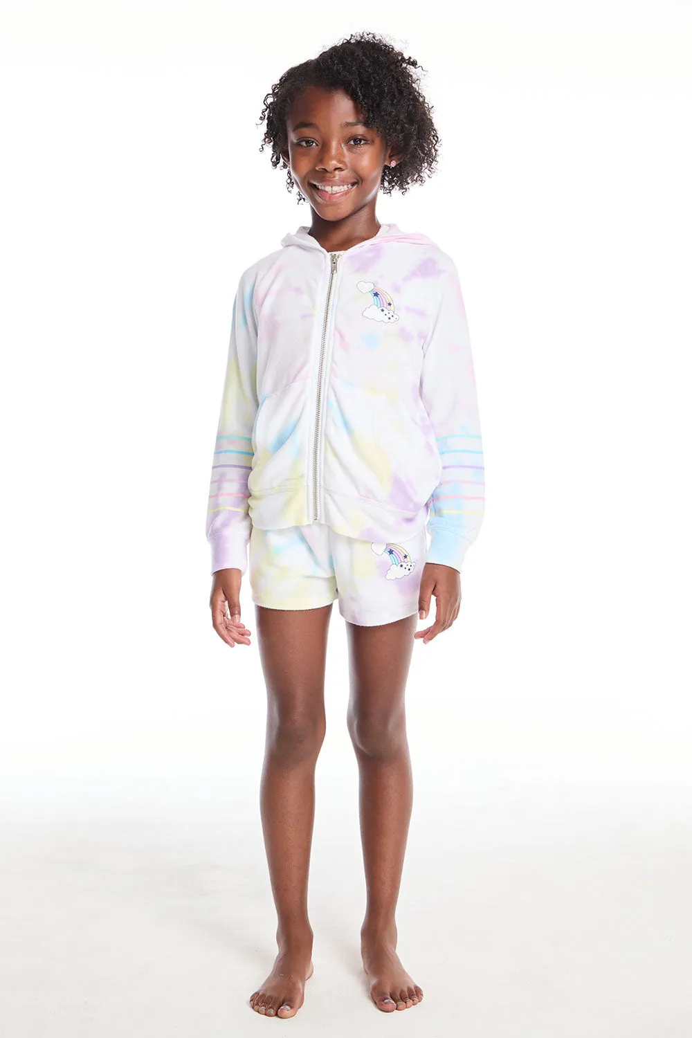 Rainbow Stripe Girls Zip Up Hoodie