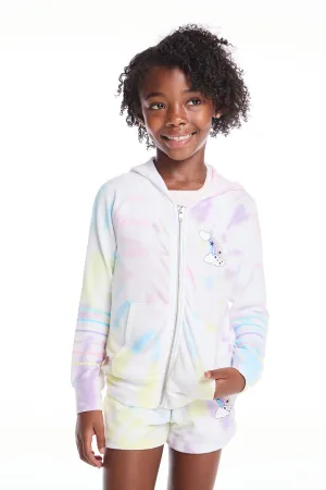 Rainbow Stripe Girls Zip Up Hoodie