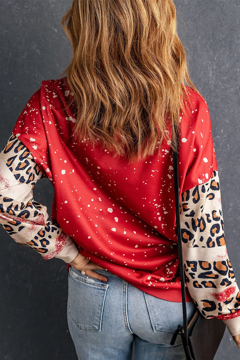 Red MORE SELF LOVE Leopard Tie Dye Graphic Sweatshirt