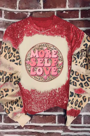 Red MORE SELF LOVE Leopard Tie Dye Graphic Sweatshirt