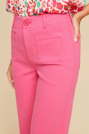 Renuar Watermelon Wide Leg Tencel Ankle Pants