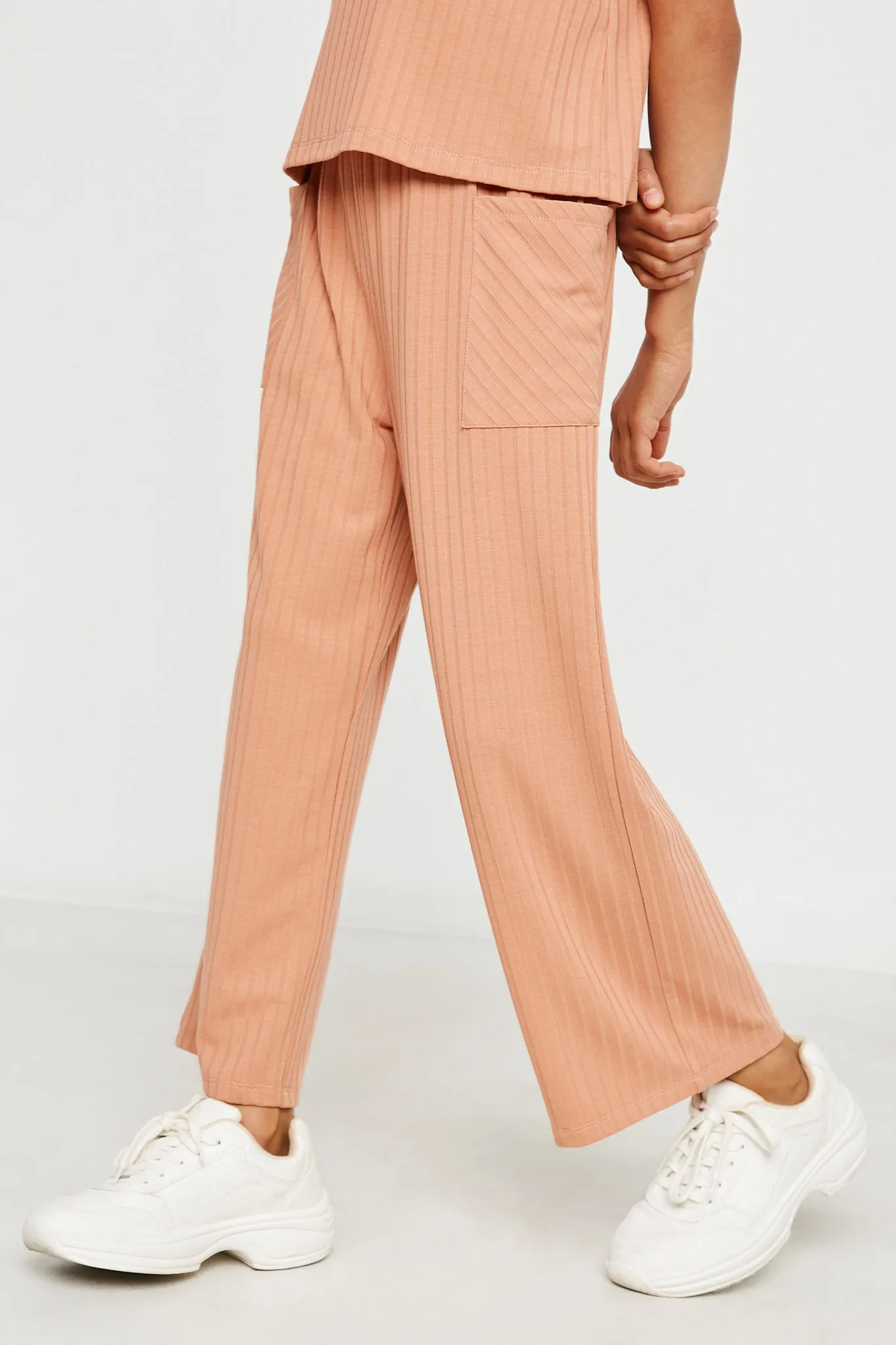 Ribbed Patch Pocket Wideleg Pants
