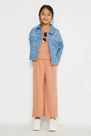 Ribbed Patch Pocket Wideleg Pants