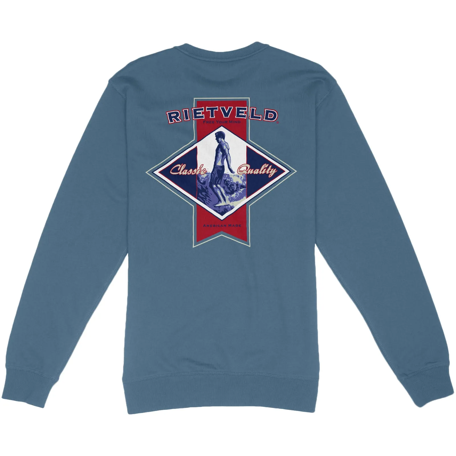 Rietveld Mens American Made Crew Neck Sweatshirt - Blue