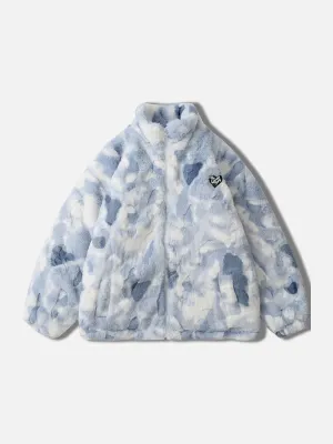 Rimiro - Tie-dye Heart Sherpa Coat