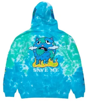RIPNDIP Save the World Embroidered Hoodie - Aqua & Green Tie Dye
