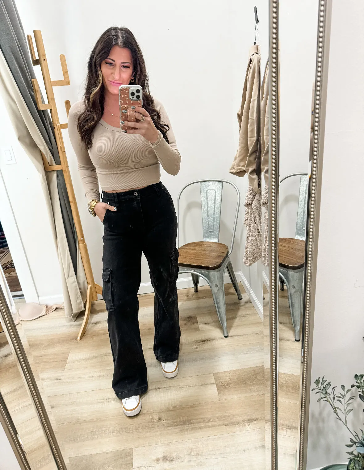 Risen High Rise Wide Leg Cargo Jeans