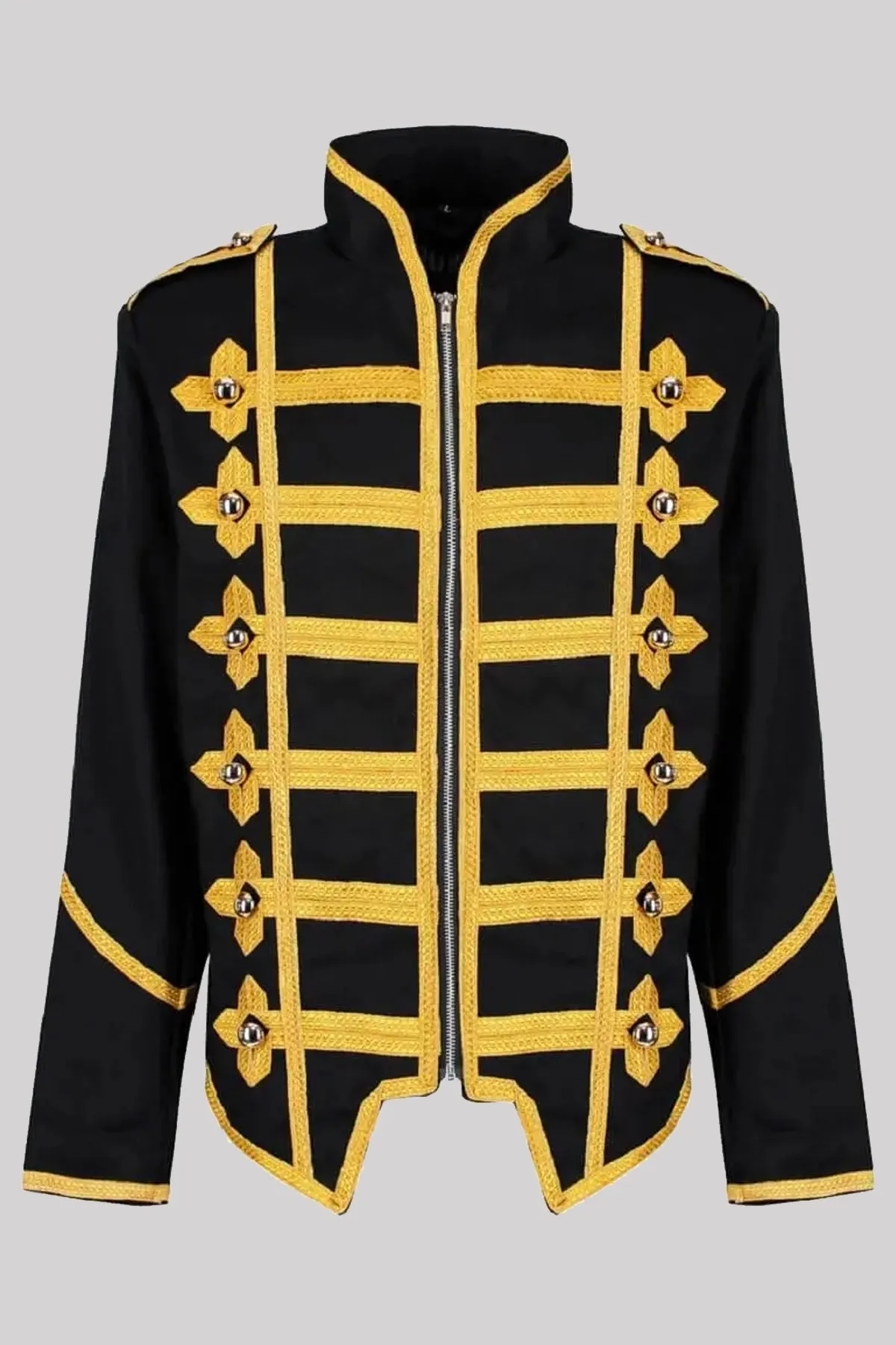 Ro Rox Emo MCR Drummer Parade Jacket, Black & Gold