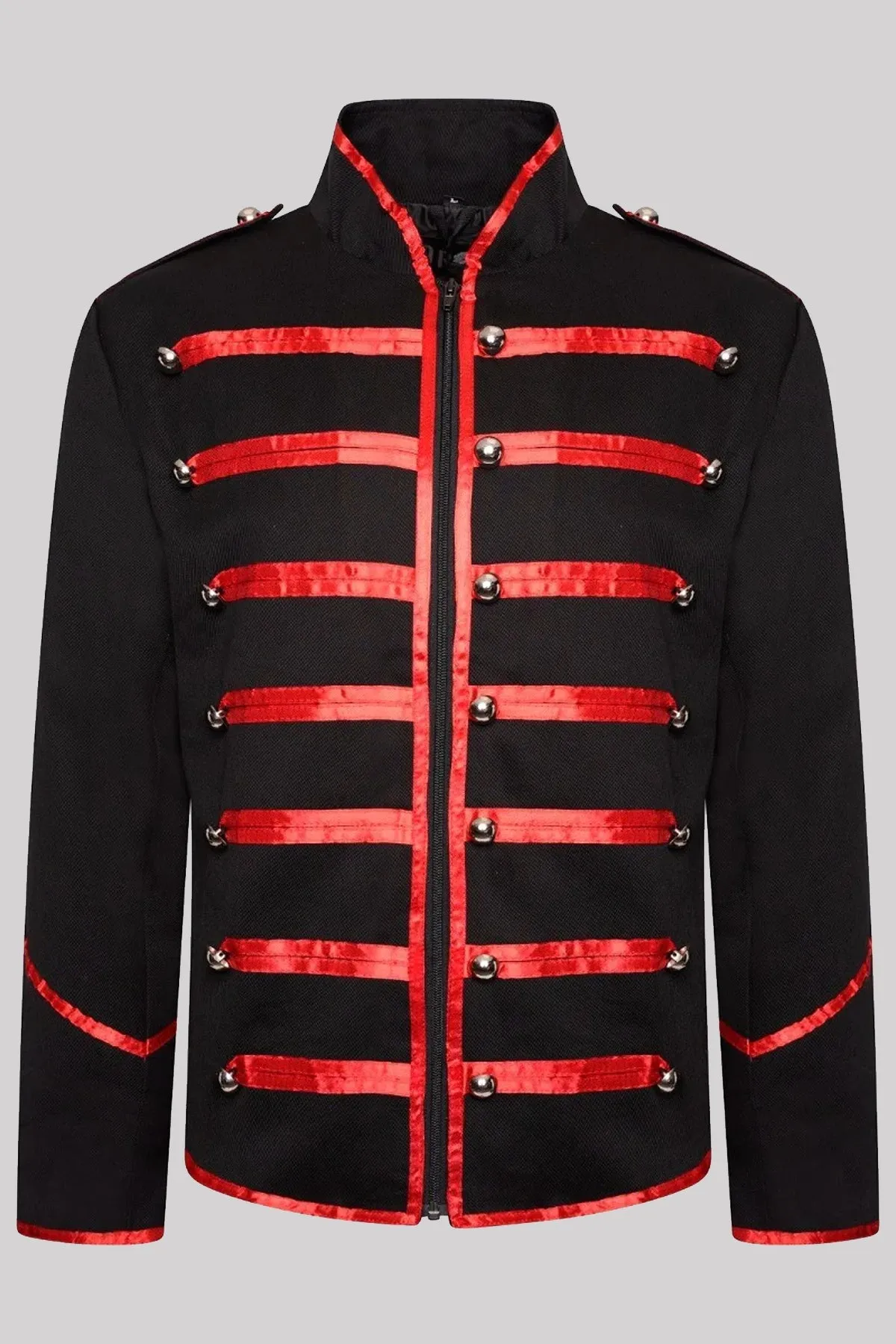 Ro Rox Men's MCR Military Drummer Black Parade Jacket, Black & Red